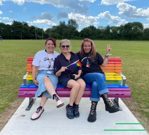 Blackwater Park Navan rainbow bench with ladies